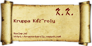 Kruppa Károly névjegykártya